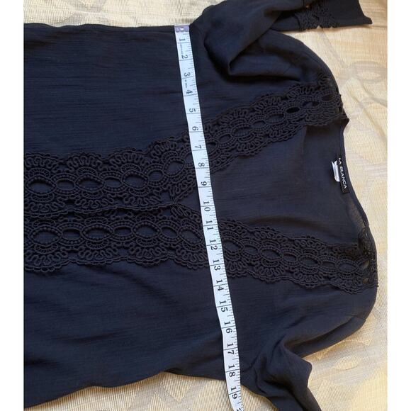 La Blanca XS Swim Coverup Black Tunic Dress Lace Deep V Sheer Cotton Perf Cond - Picture 9 of 11